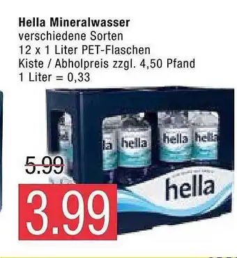 Marktkauf Hella Mineralwasser 12x1L Angebot