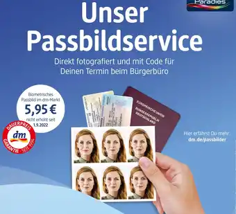 dm drogerie Paradies passbildservice Angebot