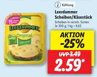 Lidl Leerdammer Scheiben/Käsestück 300g Angebot