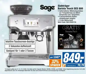 HEM Expert Sage Siebträger Barista Touch SES 880 Angebot