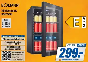 Expert Bening BOMANN Kühlschrank KSG7290 Angebot