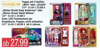 Marktkauf Rainbow Puppe mit 2 Outfits Mint oder Orchid, Winter Break Ruby Anderson oder Winter Break Violet Willow Angebot