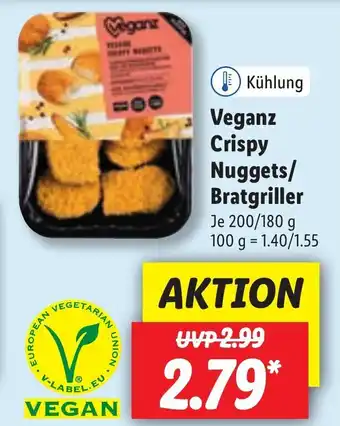 Lidl Veganz Crispy Nuggets/Bratgriller 200/180g Angebot
