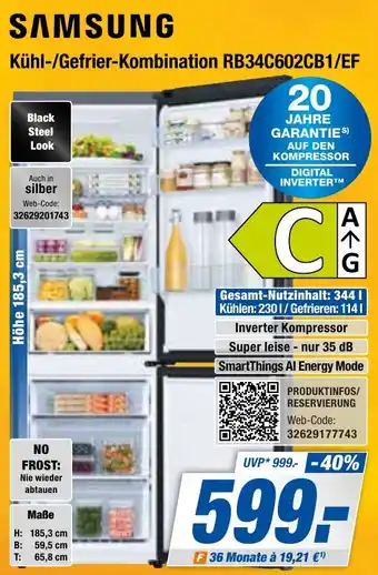 Expert Bening SAMSUNG Kühl-/Gefrier-Kombination RB34C602CB1/EF Angebot