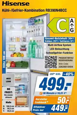 Expert Bening Hisense Kühl-/Gefrier-Kombination RB390N4BCC Angebot