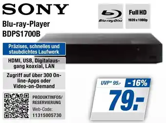 Expert Bening SONY Blu-ray-Player BDPS1700B Angebot