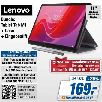 Expert Bening Lenovo Bundle: Tablet Tab M11 + Case + Eingabestift Angebot