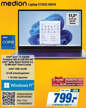Expert Bening medion Laptop E17433 45674 Angebot