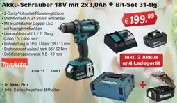 Stabilo Fachmarkt Makita Akku-Schrauber 18V mit 2x3,0Ah + Bit-Set 31-tlg. Angebot