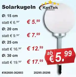Stabilo Fachmarkt KesTek Solarkugeln Angebot