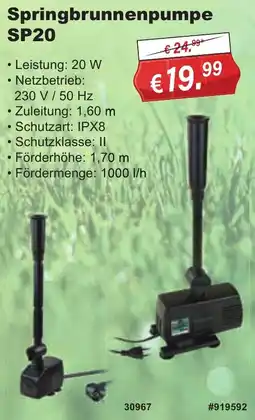 Stabilo Fachmarkt Springbrunnenpumpe SP20 Angebot