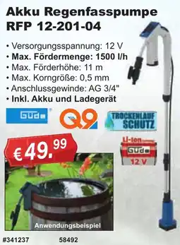 Stabilo Fachmarkt Güde Akku Regenfasspumpe RFP 12-201-04 Angebot