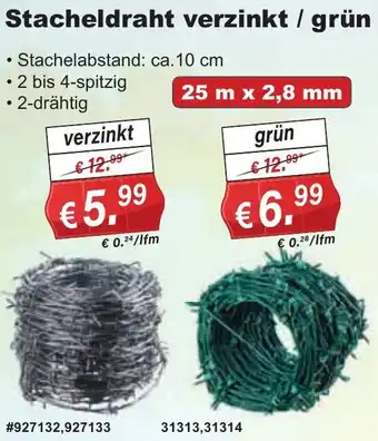 Stabilo Fachmarkt Stacheldraht verzinkt / grün Angebot