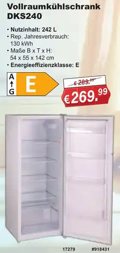 Stabilo Fachmarkt Vollraumkühlschrank DKS240 Angebot
