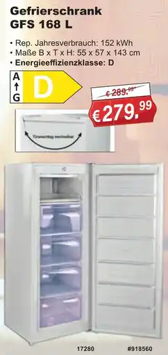Stabilo Fachmarkt Gefrierschrank GFS 168 L Angebot