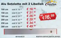 Stabilo Fachmarkt KesTek Alu Setzlatte mit 2 Libellen Angebot