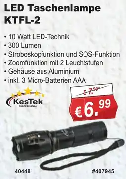 Stabilo Fachmarkt KesTek LED Taschenlampe KTFL-2 Angebot