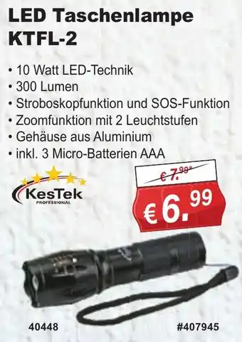Stabilo Fachmarkt KesTek LED Taschenlampe KTFL-2 Angebot