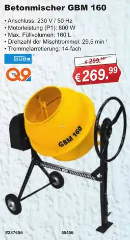 Stabilo Fachmarkt Güde Betonmischer GBM 160 Angebot