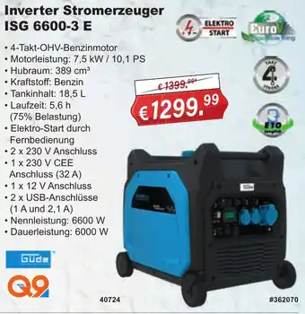 Stabilo Fachmarkt Güde Inverter Stromerzeuger ISG 6600-3 E Angebot