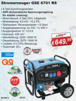 Stabilo Fachmarkt Güde Stromerzeuger GSE 6701 RS Angebot