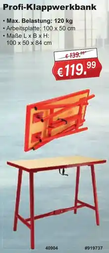 Stabilo Fachmarkt Profi-Klappwerkbank Angebot