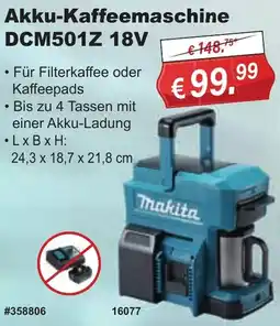 Stabilo Fachmarkt Makita Akku-Kaffeemaschine DCM501Z 18V Angebot