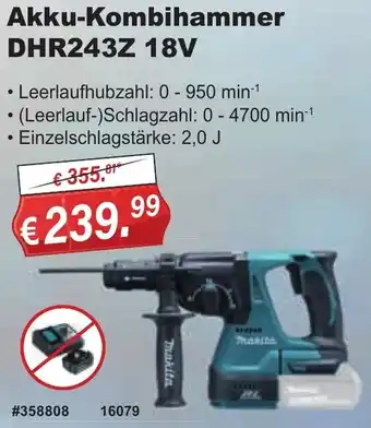 Stabilo Fachmarkt Makita Akku-Kombihammer DHR243Z 18V Angebot