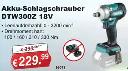 Stabilo Fachmarkt Makita Akku-Schlagschrauber DTW300Z 18V Angebot