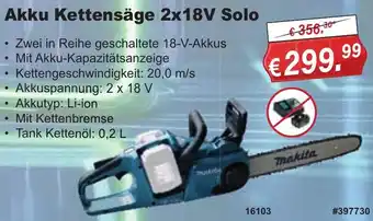 Stabilo Fachmarkt Makita Akku Kettensäge 2x18V Solo Angebot