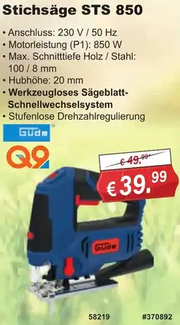 Stabilo Fachmarkt Güde Stichsäge STS 850 Angebot