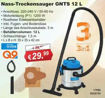 Stabilo Fachmarkt Güde Nass-Trockensauger GNTS 12 L Angebot