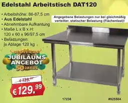 Stabilo Fachmarkt Edelstahl Arbeitstisch DAT120 Angebot