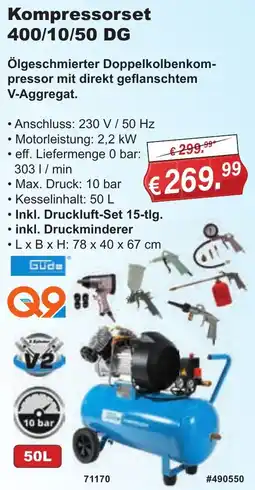 Stabilo Fachmarkt Güde Kompressorset 400/10/50 DG Angebot