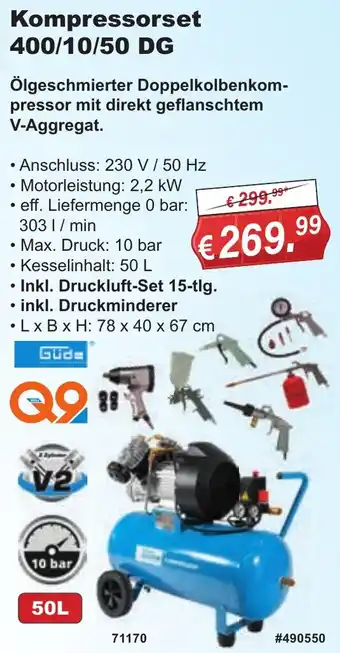 Stabilo Fachmarkt Güde Kompressorset 400/10/50 DG Angebot