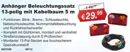 Stabilo Fachmarkt Anhänger Beleuchtungssatz 13-polig mit Kabelbaum 5 m Angebot