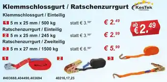Stabilo Fachmarkt KesTek Klemmschlossgurt / Ratschenzurrgurt Angebot