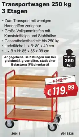 Stabilo Fachmarkt Transportwagen 250 kg 3 Etagen Angebot