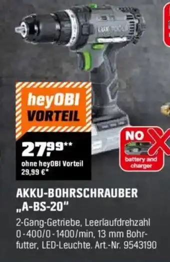 OBI LUX-TOOLS AKKU-BOHRSCHRAUBER "A-BS-20" Angebot