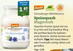 Ebl Naturkost Schrozberger Milchbauern Speisequark Magerstufe Angebot