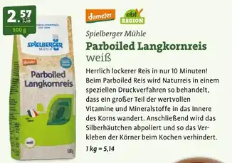 Ebl Naturkost Spielberger Mühle Parboiled Langkornreis weiß Angebot