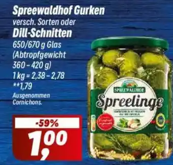 Simmel Spreewaldhof Gurken oder Dill-Schnitten Angebot