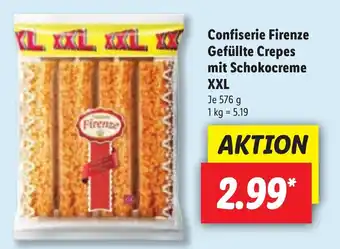 Lidl Confiserie Firenze Gefüllte Crepes mit Schokocreme XXL 576g Angebot
