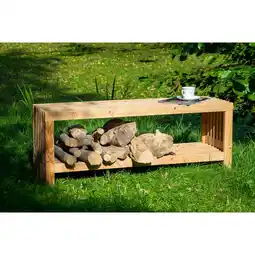 Netto Marken-Discount dobar Gartenbank mit Kaminholzfach Sitzbank Holzbank Garten Angebot