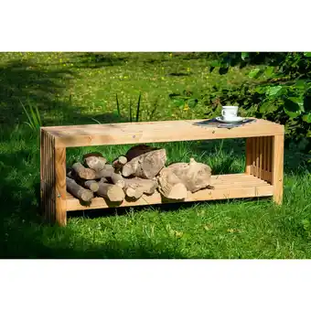 Netto Marken-Discount dobar Gartenbank mit Kaminholzfach Sitzbank Holzbank Garten Angebot