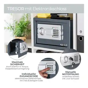Netto Marken-Discount HMF 4612112 Tresor mit Zahlenschloss, Möbeltresor, 31 x 20 x 20 cm, Anthrazit Angebot