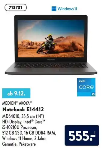 Aldi Nord Medion Akoya Notebook E14412 Angebot