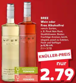 Kaufland BREE Wein oder Free Alkoholfrei Angebot