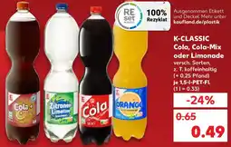 Kaufland K-CLASSIC Cola, Cola-Mix oder Limonade Angebot