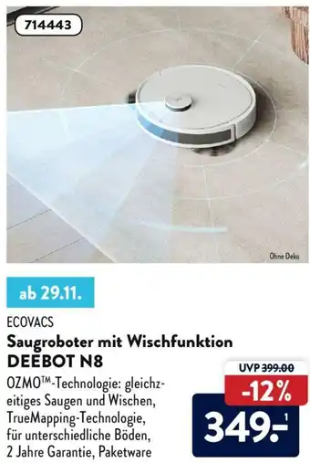 Aldi Nord Ecovacs Saugroboter mit Wischfunktion Deebot N8 Angebot